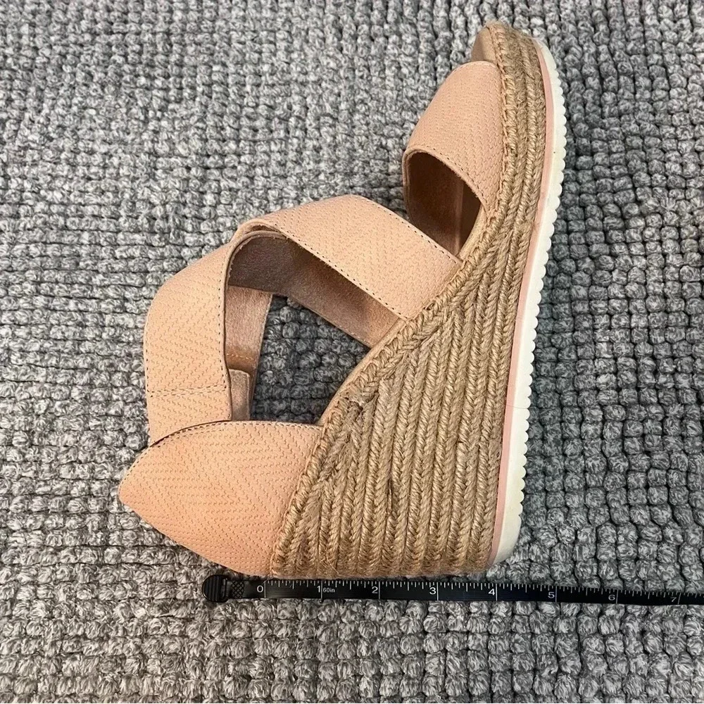 NWOT Dr. Scholl's Pale Pink Strappy‎ Jute Corded Wedges Women Size 10 Comfort